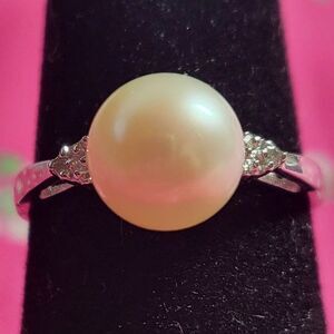 Japanese Akoya Pearl Ring with Diamond Accents ring